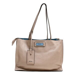 Prada Etiquet leather tote bag greige